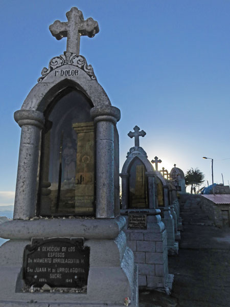 A Catholic shrine at the top of Cerro Calvario in Copacabana, Bolivia.
