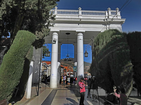 Looking back at the entrance to the Cementerio General in Sucre, Bolivia.