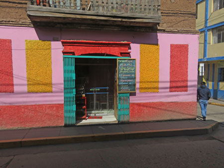 A colorful wall in Puno, Peru.