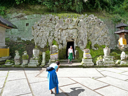 The demon face entrance to Goa Gajah, the Elephant Cave near Ubud, Bali.
