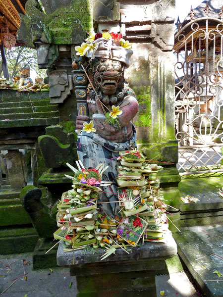 Offerings to gods and demons in Ubud, Bali.