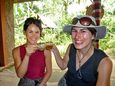 Veronica and Jen enjoy some homemade tea in Bali.