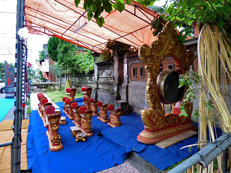 Gamelan at Pura Dalem Puri in Peliatan, Bali.