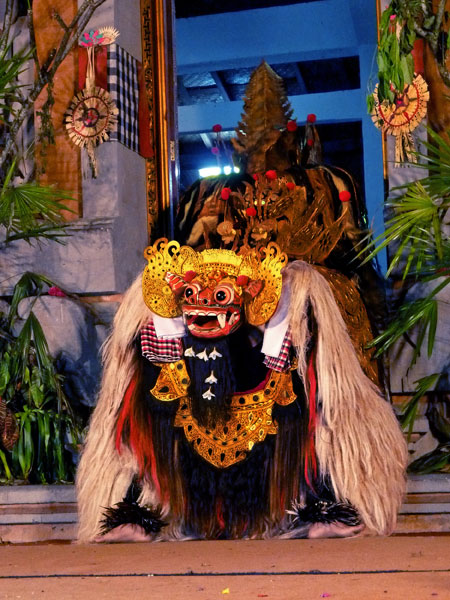The Barong dance at Pura Dalem Ubud in Ubud, Bali.