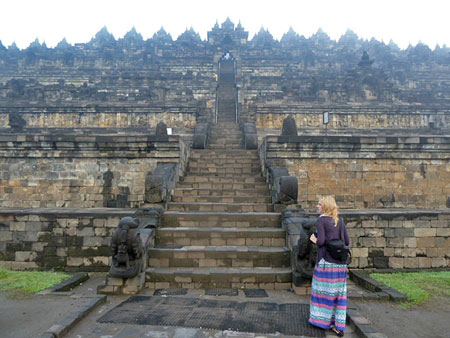 Borobudur, a Mahayana Buddhist monument near Magelang, Central Java.
