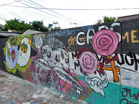 Some colorful street art in Yogyakarta, Java.