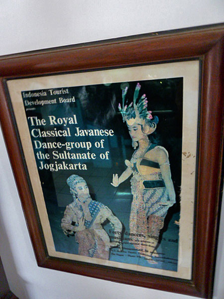 A framed gig poster at the Sultan's Palace in Yogyakarta, Java.