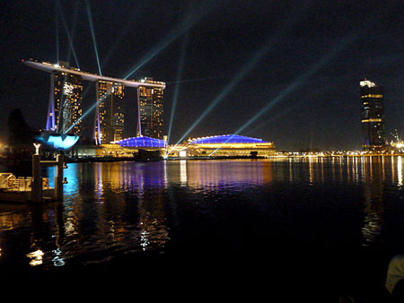 The grand opening of the Marina Bay Sands in downtown Singapore.