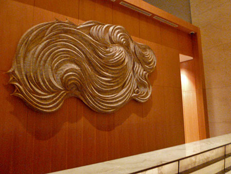 Some frilly art in the Marina Bay Sands lobby in Singapore.