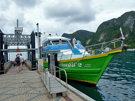 Boarding the boat for a snorkeling tour of the Phi Phi islands, Thailand.