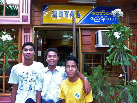 Three of the kids who keep the Royal Guest House sparkling in Mandalay, Myanmar.
