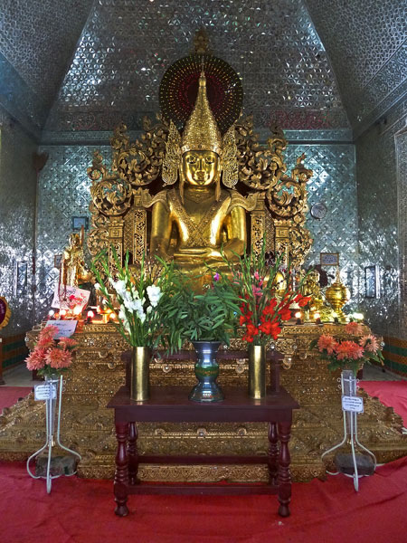 The Buddha image inside Sandamuni Pagoda in Mandalay, Myanmar.