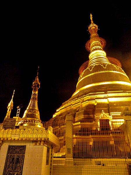 The glistening gold Botataung Pagoda in Yangon, Myanmar.