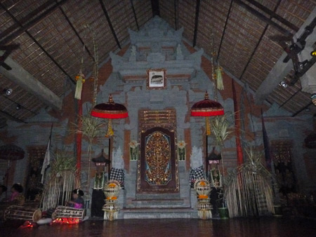 The temple stage in the Balerung in Peliatan, Bali, Indonesia.