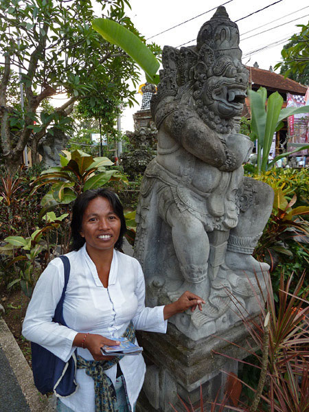 The ticket seller Nur Astika in Ubud, Bali, Indonesia.