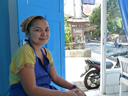 The lady from Jakarta who runs a small pizza joint in Ubud, Bali, Indonesia.