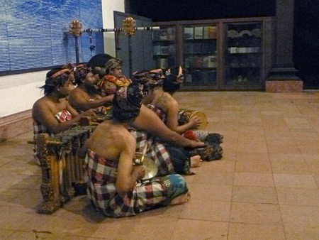 The gamelan at a Wayang Wong Ramayana performance at ARMA in Ubud, Bali, Indonesia.