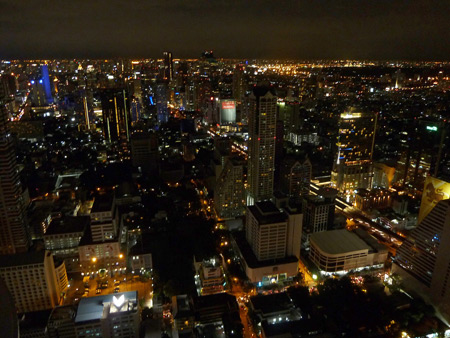 A nice view of Bangkok, Thailand from the SkyBar on the 64th floor of the State Tower.
