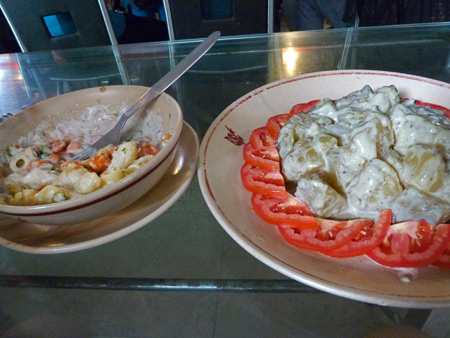 Potato salad at the Blue Sky Cafe in Kolkata, India.