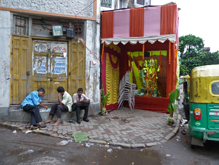 A small neighborhood Hindu shrine in Kolkata, India.