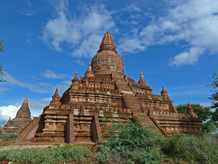 The pyramid-like Buledi temple in Bagan, Myanmar.