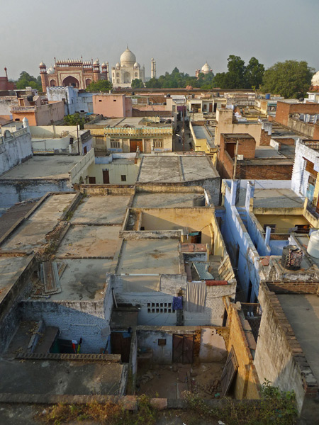 Looking North from the Hotel Kamal's rooftop cafe in Agra, India.