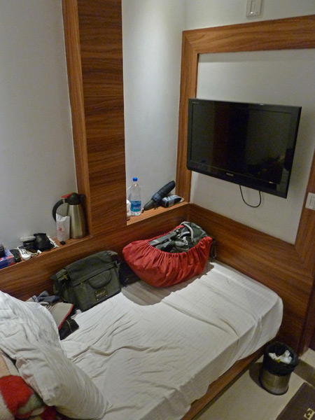 My dinky room at the Hotel Krishna in Paharganj, Delhi, India.