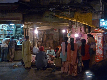 A potato shack in the Main Bazaar of Paharganj, Delhi, India.