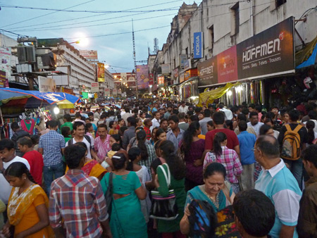 Just a small part of some intense shopping bustle near Lindsay Street in Kolkata, India.