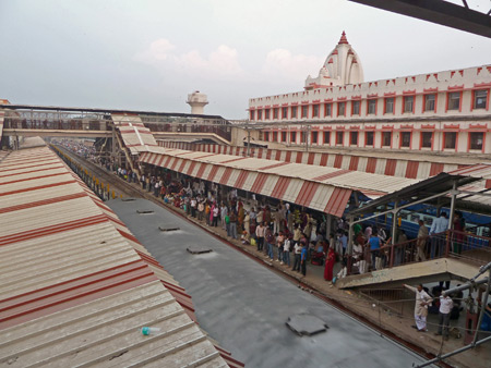Just a little slice of the teeming throngs at Varanasi Junction train station in Varanasi, India.