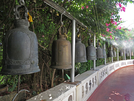 A collection of bells at the Golden Mount in Phra Nakhon, Bangkok, Thailand.