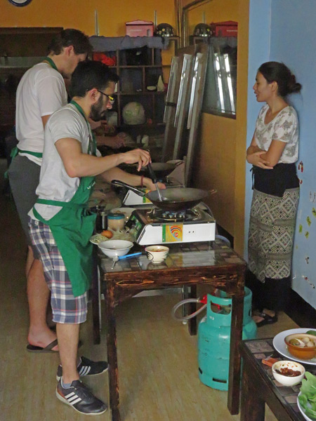 A Thai food cooking class gets underway at May Kaidee's in Chiang Mai, Thailand.
