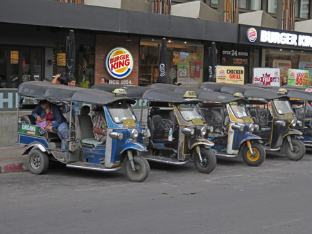 A bunch of tuk-tuks near Tapae Gate in Chiang Mai, Thailand.