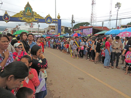 Just a small part of the parade route at the Phi Ta Khon festival in Dan Sai, Thailand.