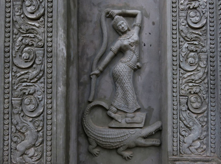 A beautiful carving on the gate to Wat Po Lanka in Siem Reap, Cambodia.