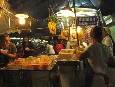 A fruit vendor on Thanon Rambuttri in Banglamphu, Bangkok, Thailand.