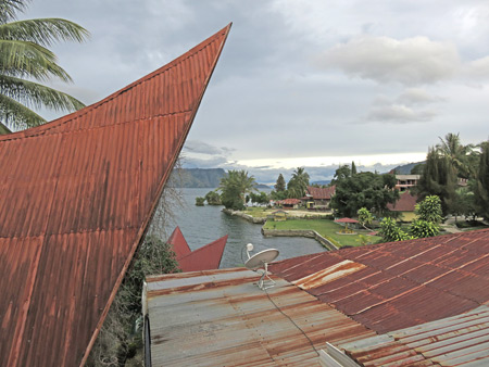 The view from my balcony at Romlan Guesthouse in Tuk Tuk, Danau Toba, Sumatra, Indonesia.