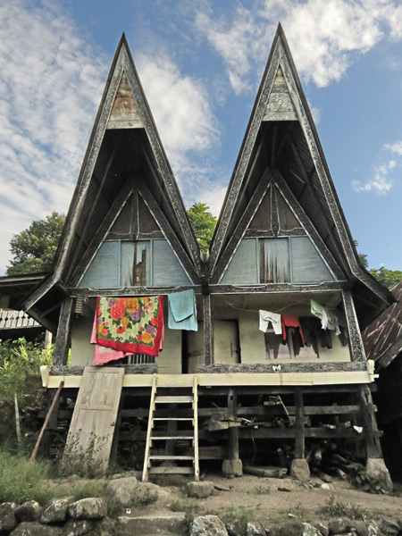 Traditional Batak houses in Tuk Tuk, Danau Toba, Sumatra, Indonesia.
