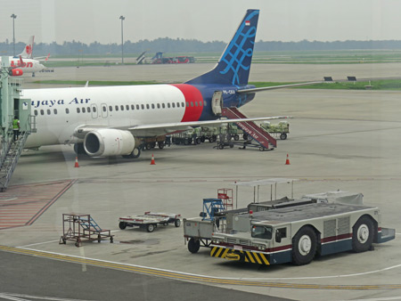 Sriwijaya Air flight SJ 021 at Kuala Namu airport in Medan, Sumatra, Indonesia.