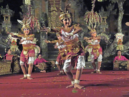 Chandra Wati performs the Kelinci dance at the Water Palace in Ubud, Bali, Indonesia.