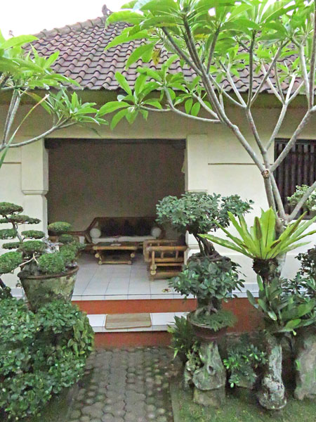 My front porch at the Arjuna 3 Guesthouse in Ubud, Bali, Indonesia.