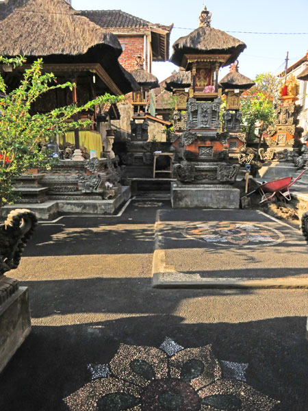 A new floor in the family compound temple at the Arjuna 1,2 and 3 Guesthouses in Ubud, Bali, Indonesia.