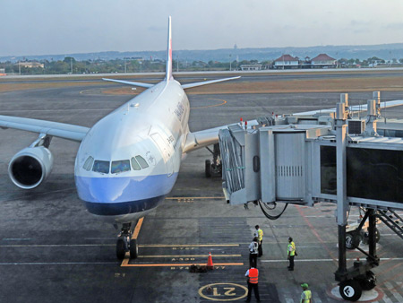 China Airlines flight 772 from Denpasar, Bali to Tapei, Taiwan at Ngurah Rai International Airport in Tuban, Bali, Indonesia.