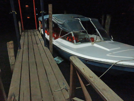 The water taxi speedboat at Taxi 25 in Almirante, Panama.