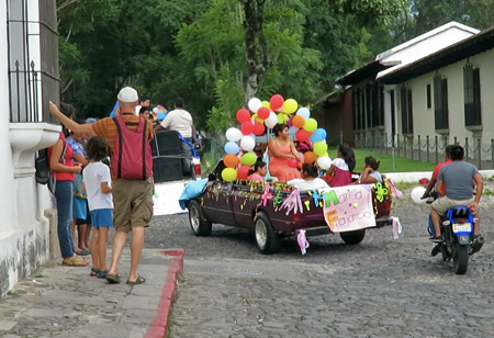 A small wedding parade in Antigua, Guatemala.