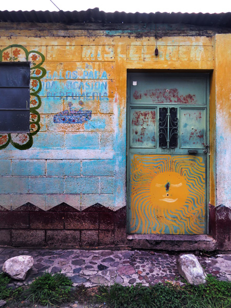 Layered colors on a wall in Panajachel, Lago de Atitlan, Guatemala.