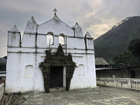 The rustic Iglesia Evangelica Monte Sinaí in Lanquin, Guatemala.
