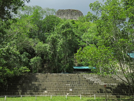 The massive, jungle-covered Temple IV at Tikal, Guatemala.