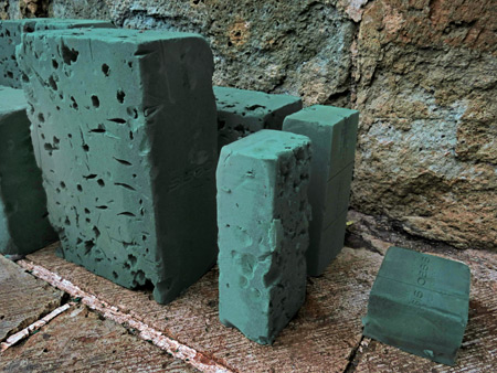 This green city rains down on me. Blocks of foam at rest in Oaxaca City, Mexico.