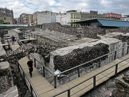 Ruins at the Museo Templo Mayor in Mexico City, Mexico.